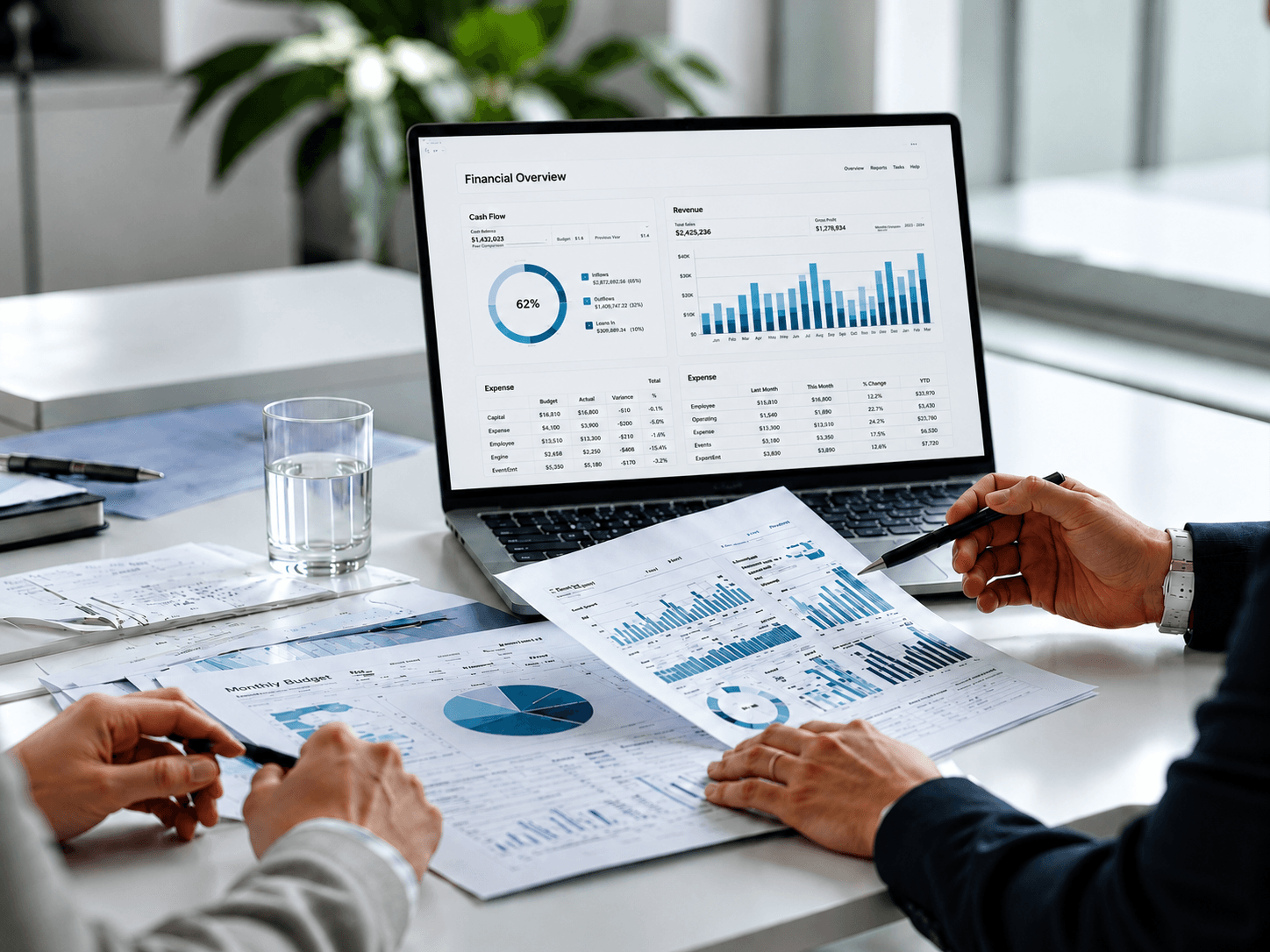 Финансовая встреча с отчётами, графиками и аналитикой SAN FINANCE